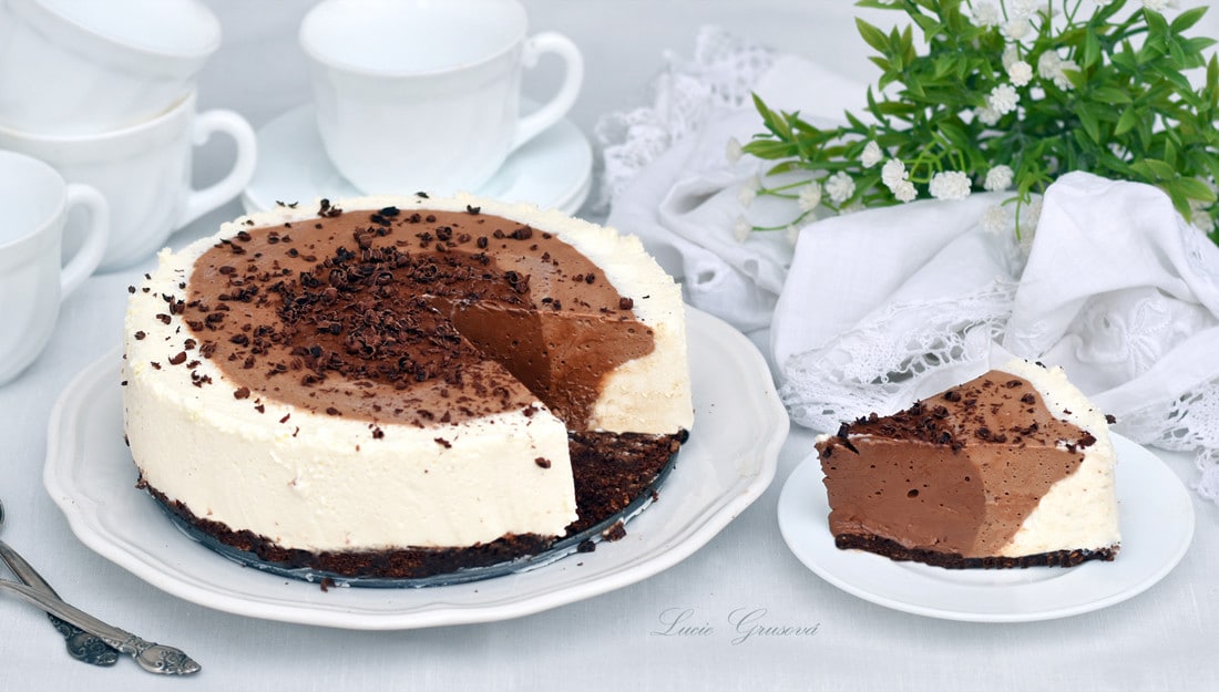 Nepečený tříbarevný cheesecake