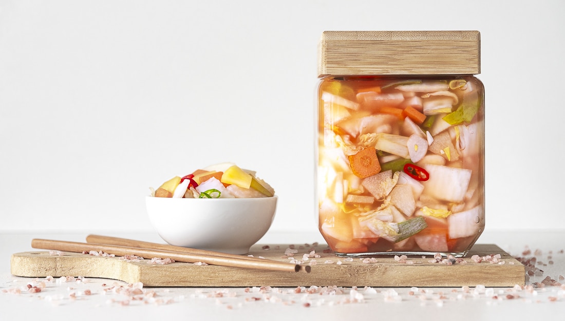 Růžové vodní kimchi Nabak